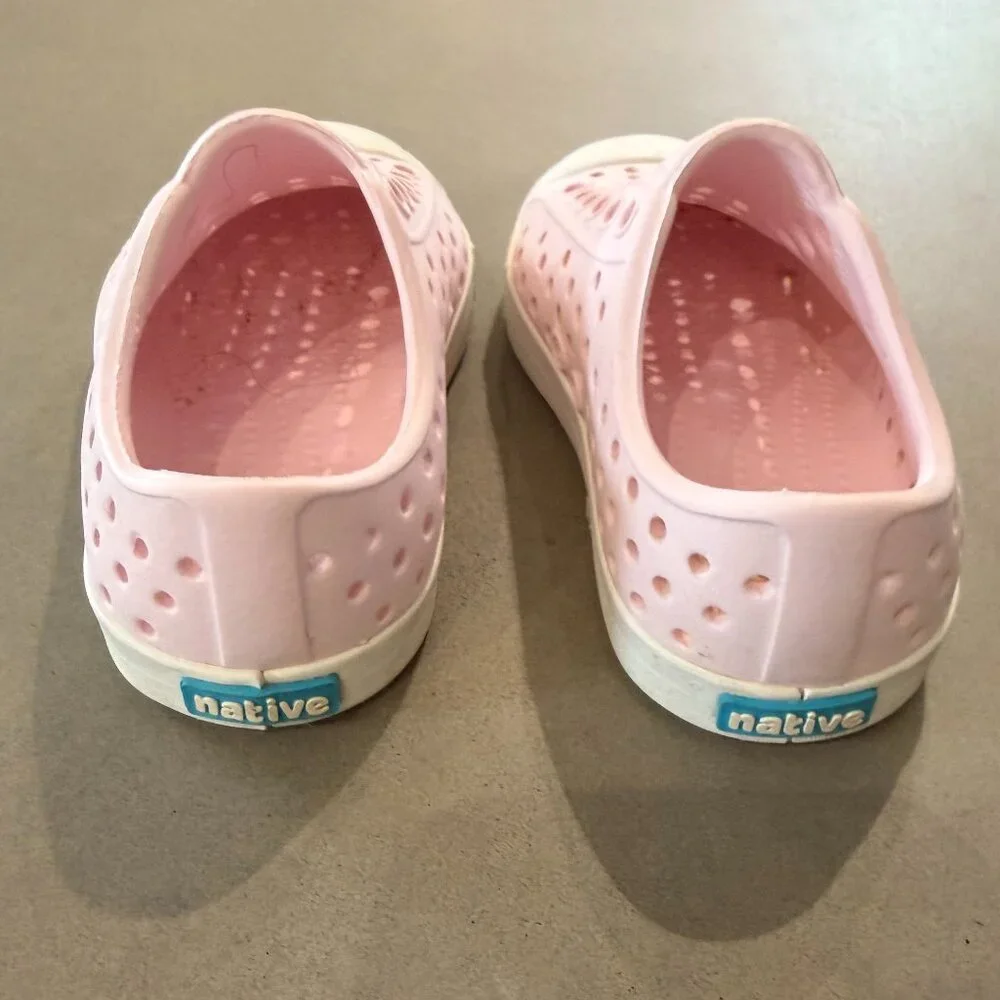 Native Kids Shoes Pink and White Slip-On Sneakers